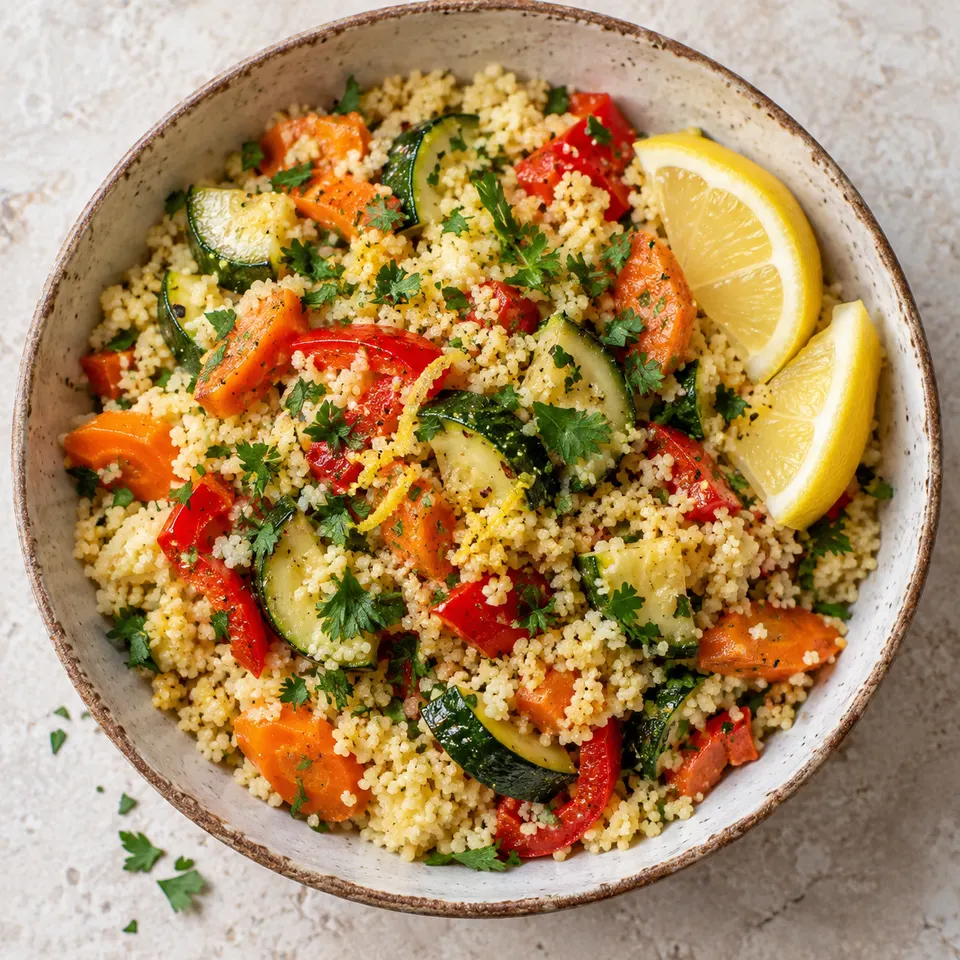 Cuscús con verduras y limón.